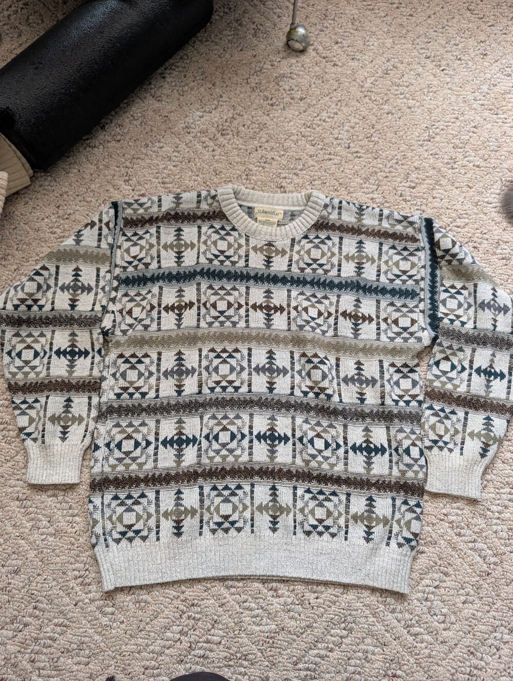 Vintage 90s St Johns Bay Aztec Geometric Earth Tones Southwestern Grunge Vtg